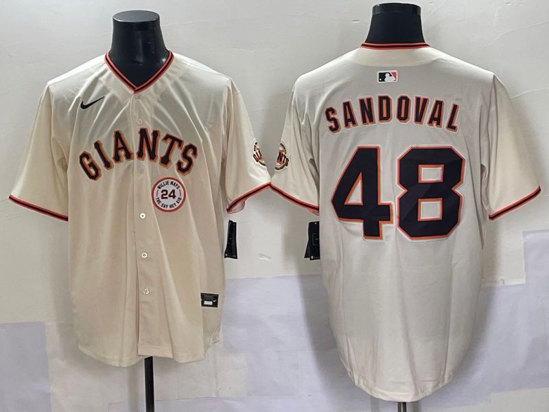 Men 2025 San Francisco Giants 48 Sandoval Cream Game Nike MLB Jersey style 7